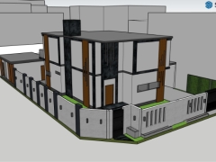 Model sketchup mẫu nhà phố 2 tầng 8.35x12.5m