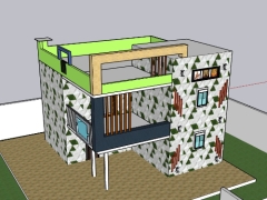 Model sketchup mẫu nhà phố 2 tầng 9x9.15m
