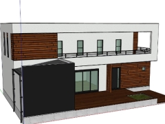 Model sketchup mẫu nhà phố 2 tầng diện tích thiết kế 14.4x8.7m