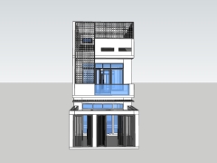 Model sketchup mẫu nhà phố 3 tầng 5.5x23.4m