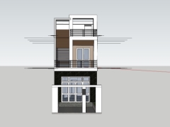 Model sketchup mẫu nhà phố 3 tầng 5x12.15m