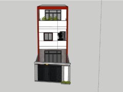 Model sketchup mẫu nhà phố 3 tầng 5x15.7m