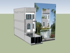 Model sketchup mẫu nhà phố 3 tầng 5x20m free