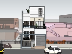 Model sketchup mẫu nhà phố 3 tầng 6.1x18.5m