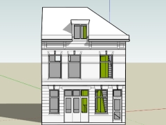 Model sketchup mẫu nhà phố 3 tầng 7.2x7.6m
