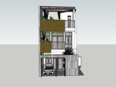 Model sketchup mẫu nhà phố 3 tầng 7.5x15.1m