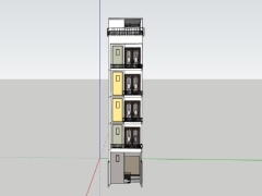 Model sketchup mẫu nhà phố 6 tầng kích thước 4.2x17m