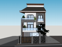 Model sketchup nhà 3 tầng đẹp mắt nhất