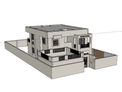 Model sketchup nhà biệt thự 2 tầng 12.6x16m 