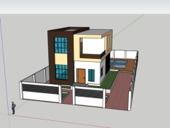 Model sketchup nhà biệt thự 2 tầng 8.5x10m
