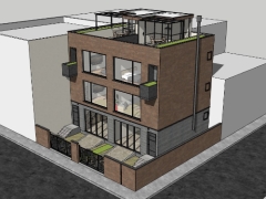 Model sketchup nhà biệt thự 3 tầng 7.7x11m