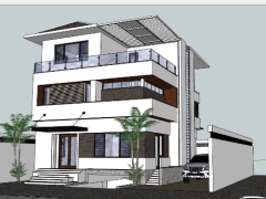 Model sketchup nhà biệt thự 3 tầng kích thước xây dựng 10.4x14.5m