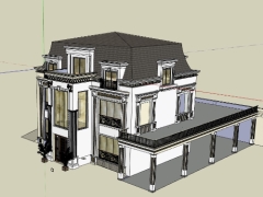 Model sketchup nhà biệt thự 3 tầng tân cổ điển 11.25x14.4m