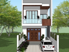 Model sketchup nhà dân 2 tầng 6x15m