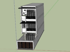 Model sketchup nhà dân 3 tầng 5x15.5m