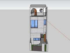 Model sketchup nhà dân 3 tầng 6x20m