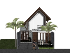 Model sketchup nhà gác lửng 7x12m