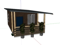 Model sketchup nhà gỗ 4x6.8m