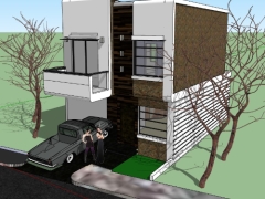 Model sketchup nhà ở 2 tầng 6.15x9.7m