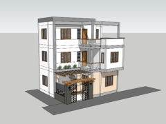 Model sketchup nhà ở 3 tầng 7.3x9.5m