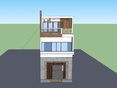 Model sketchup nhà ở phố 3 tầng 5.5x20m