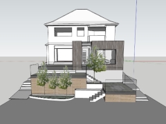 Model sketchup nhà phố 2 tầng 10.3x13.4m