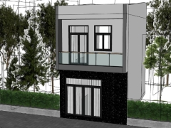 Model sketchup nhà phố 2 tầng 4.8x9.6m