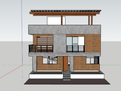 Model sketchup nhà phố 2 tầng 6.5x9m