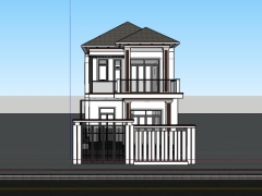 Model sketchup nhà phố 2 tầng 7.5x16m