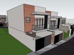 Model sketchup nhà phố 2 tầng kích thước 6.2x16m