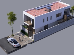Model sketchup nhà phố 2 tầng kích thước 6x17.6m
