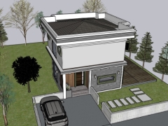 Model sketchup nhà phố 2 tầng kích thước 9x10m