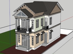 Model sketchup nhà phố 2 tầng mái nhật 6.2x13.2m