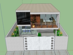 Model sketchup nhà phố 2 tầng sang trọng 2023