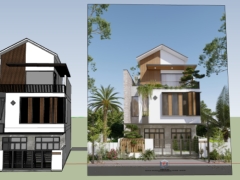 Model sketchup nhà phố 3 tầng 10x19.5m