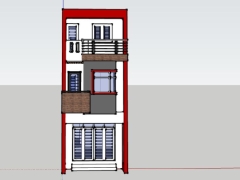 Model sketchup Nhà phố 3 tầng 4x13m