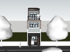 Model sketchup nhà phố 3 tầng 4x23m
