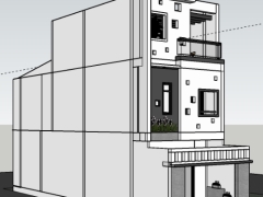 Model sketchup nhà phố 3 tầng 5x18m kèm file bản vẽ sơ bộ kiến trúc và điện nước