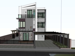 Model sketchup nhà phố 3 tầng kích thước 8.2x21.2m