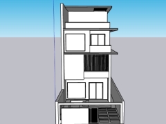 Model sketchup nhà phố 4 tầng 7x20.6m