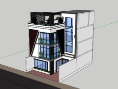 Model sketchup nhà phố 4 tầng 9.4x14m