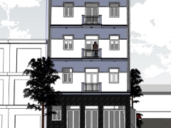 Model sketchup nhà phố 4 tầng 9.5x34m