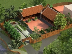 Model sketchup nhà thờ họ kết hợp nhà vườn