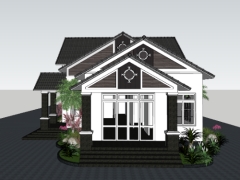 Model sketchup nhà trệt diện tích thiết kế 11x29.5m