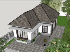 Model sketchup nhà trệt diện tích thiết kế 7.2x12.25m