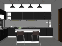 Model sketchup nội thất phòng bếp cao cấp 2023