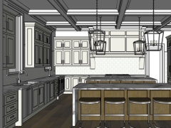 Model sketchup nội thất phòng bếp hiện đại