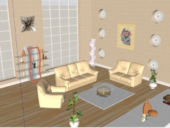 Model sketchup nội thất phòng khách hiện đại đẹp