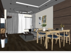 Model sketchup phòng ăn và phòng khách cao cấp