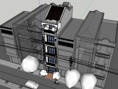 Model sketchup phương án nhà phố 5 tầng phong cách bán cổ điển